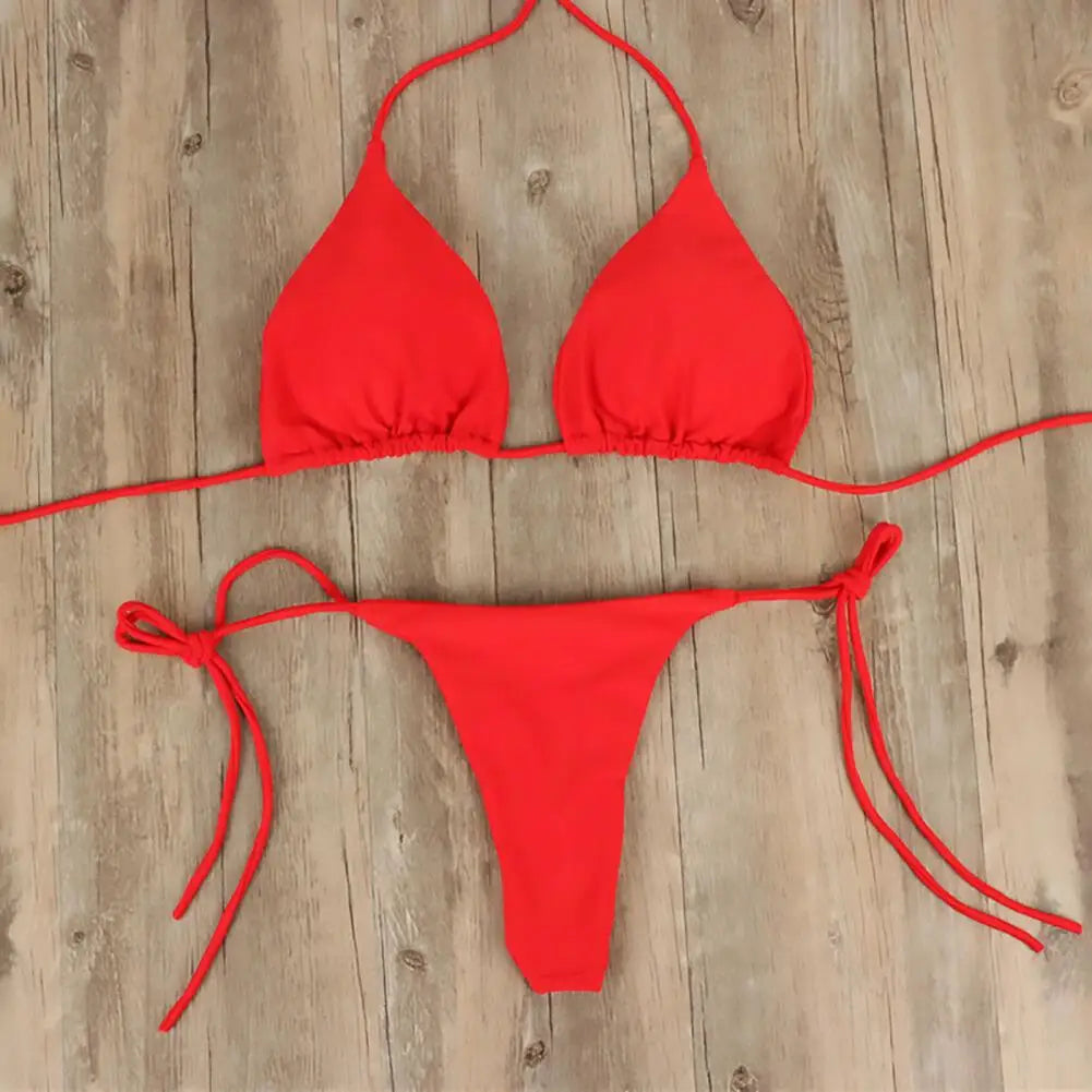 2 Pcs/Set Women Swimsuit 2025 Bikini Set Solid