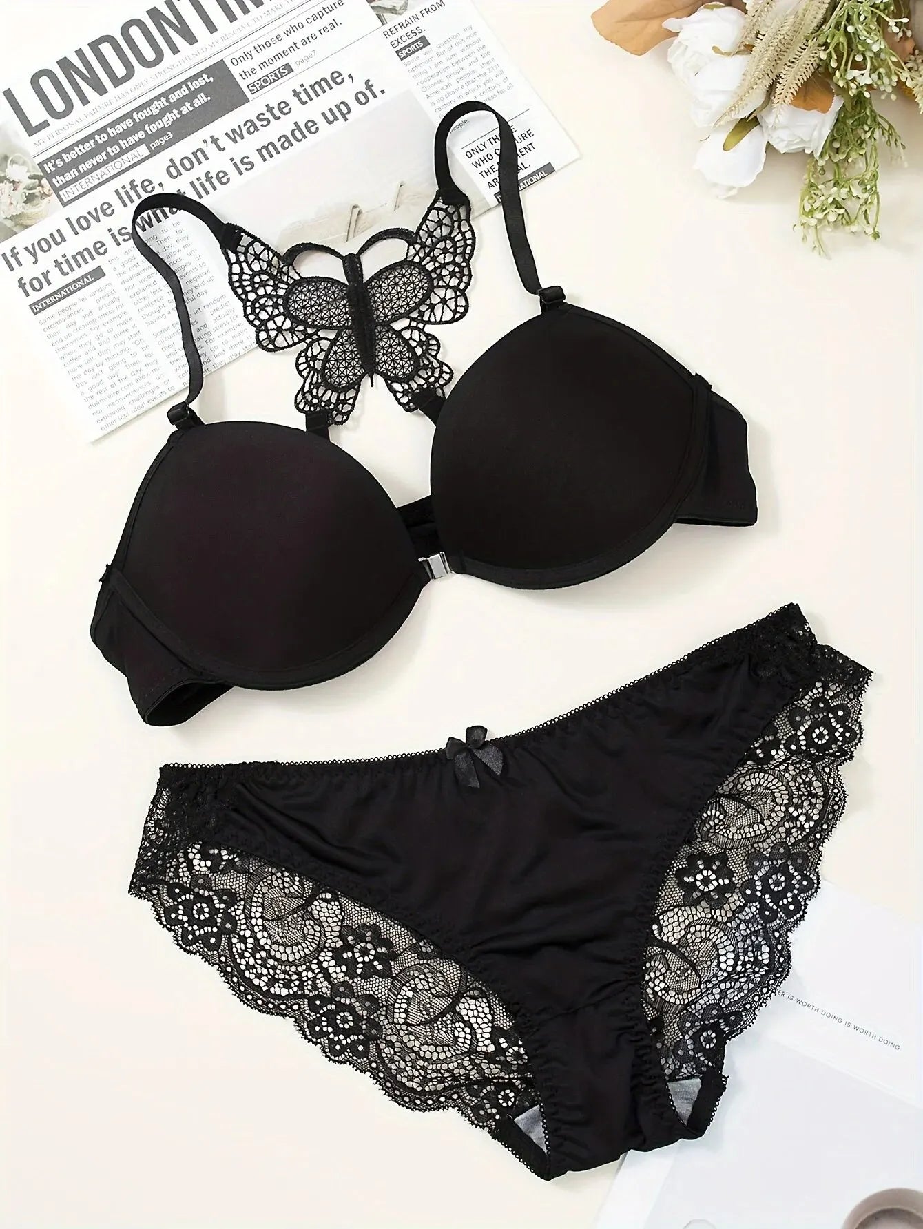 1 Piece Lace Stitching Bra